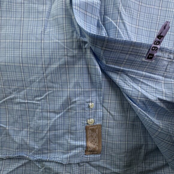 Gitman Bros For Fashion Post Louisville Blue White Plaid 16.5 34 Button Up Shirt - Picture 11 of 14